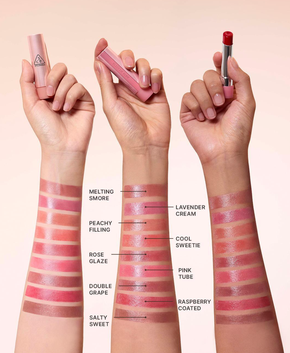 送mini tint+鏡仔|3CE 🍒Glazy Lip Glow Lipstick 水潤精華保濕唇膏