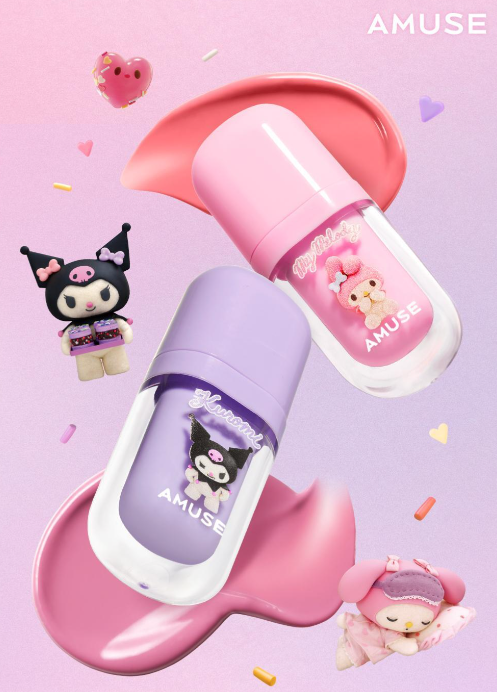 AMUSE X MY MELODY & KUROMI 💜 BEBE TINT 豐盈水光唇釉