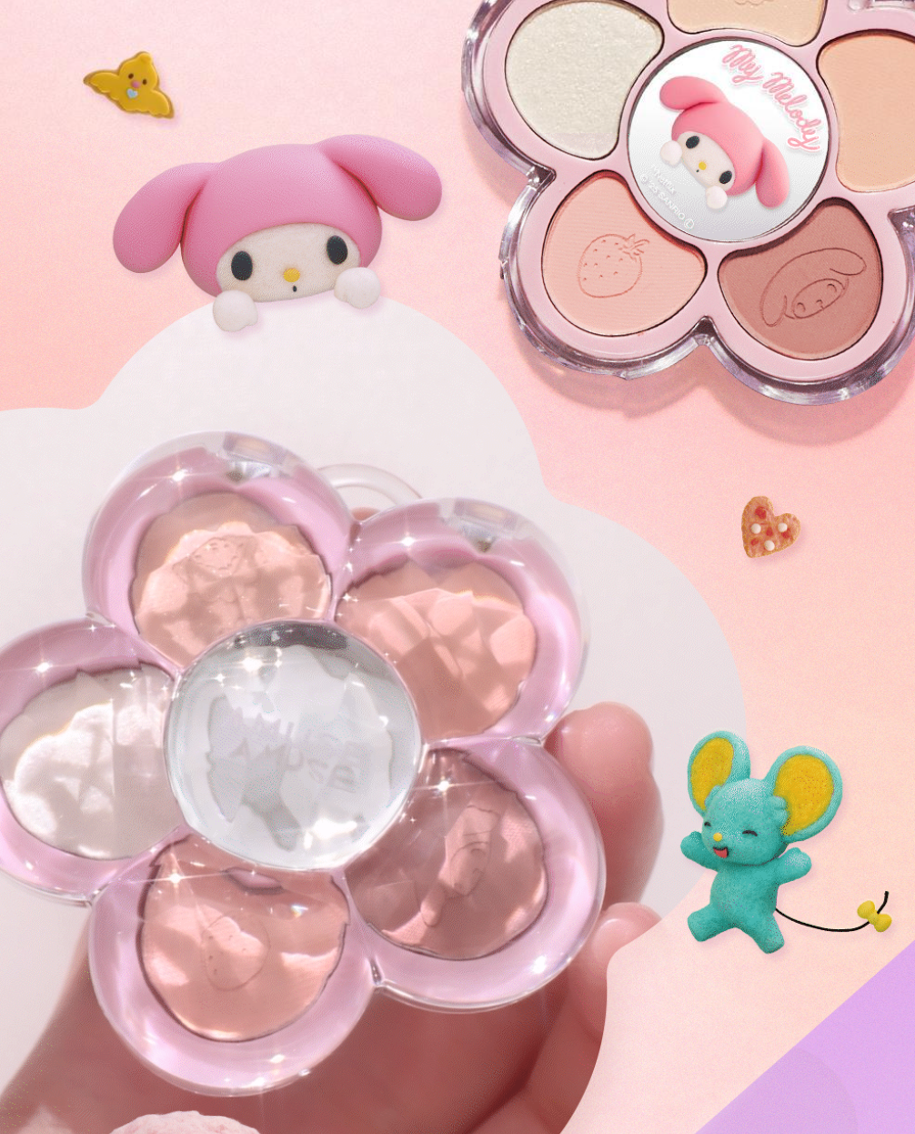 🌸 AMUSE X MY MELODY & KUROMI Flora Eye Palette 小雛菊5色眼影盤 🌸