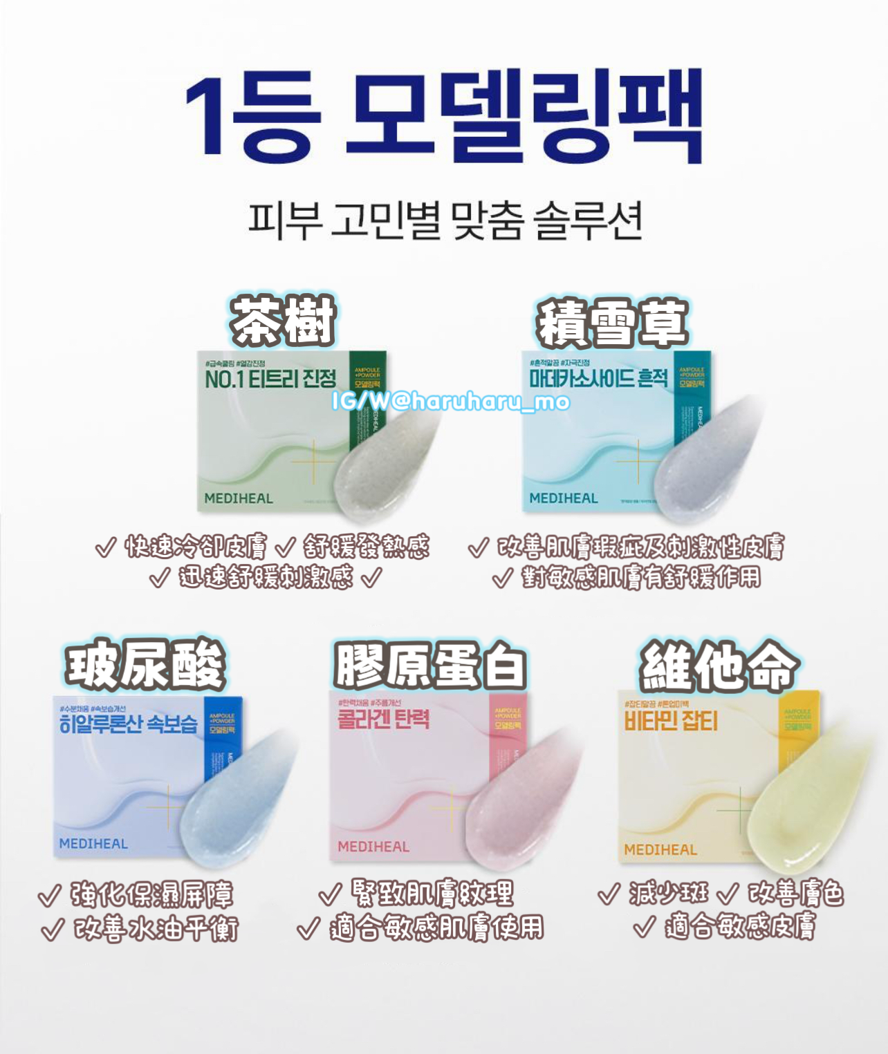 Mediheal👑 4合1 軟膜面膜粉套裝💙
