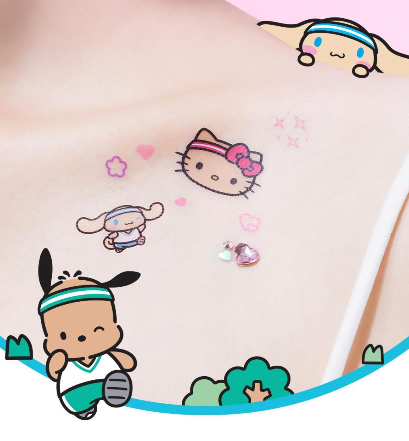 Sanrio x Olive Young ⚽️ 「Cutie Run」系列 💖 紋身貼紙
