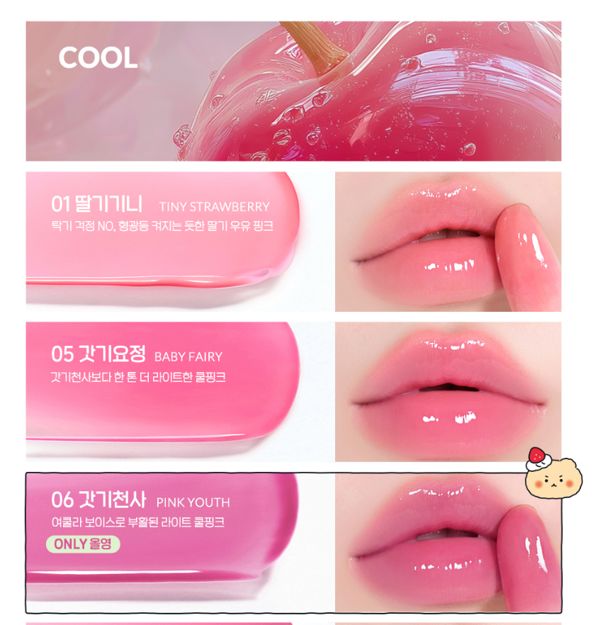 送迷你鍵帽吊飾｜peripera x 土豆熊 🐻💗升級冰糖水光唇釉