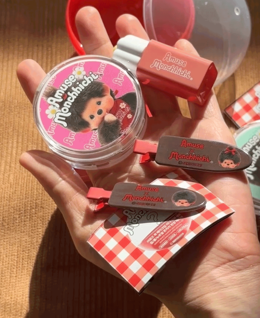 tint+氣墊+髮夾｜Amuse X Monchhichi 💖 迷你扭蛋彩妝套裝