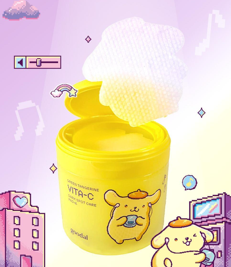 70+70片｜Goodal x Sanrio🍊 青橘維C美白淡斑 - 布丁狗型爽膚棉