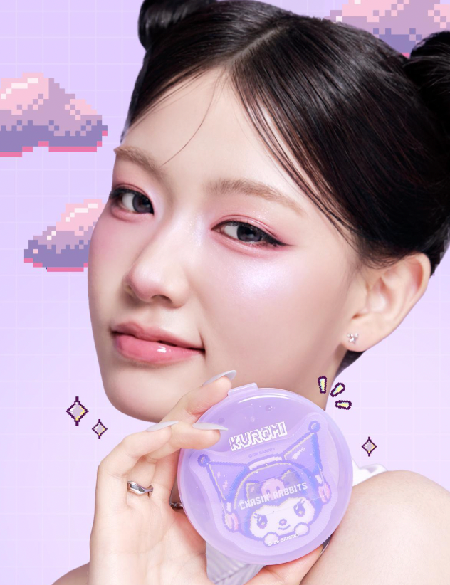 送撲撲+瀏海貼｜CHASIN’ RABBITS x Sanrio 🐰💜 全方位柔焦紫色飾底隔離霜