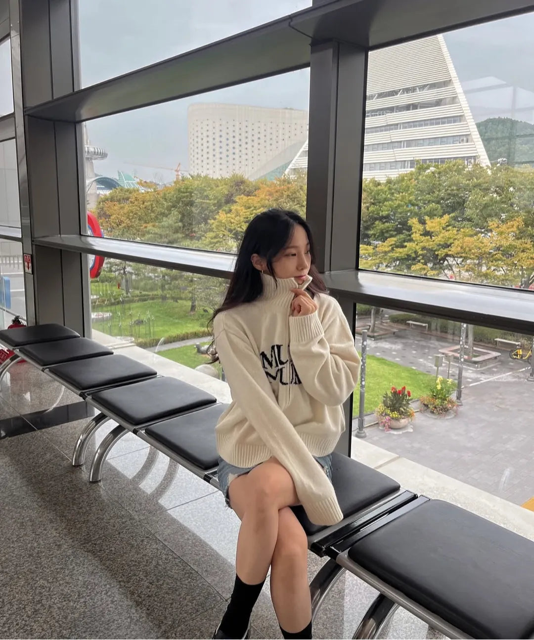 muahmuah 💖 提花針織拉鍊開襟外套