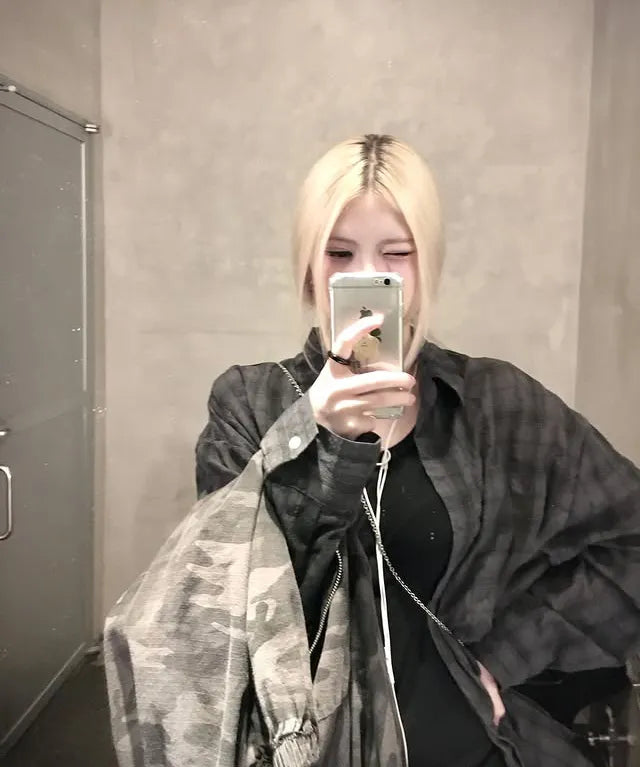 muahmuah 💖 寬鬆格紋長袖襯衫