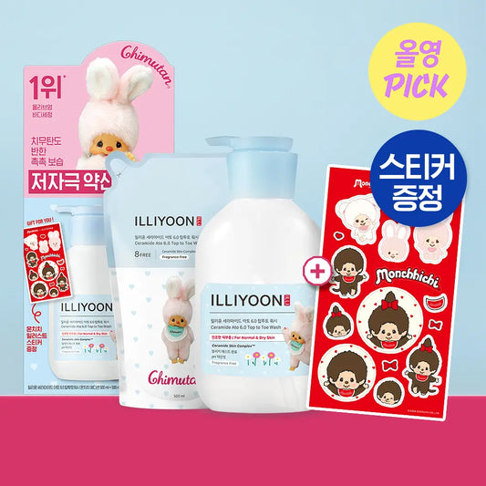 🧴一瓶洗全身｜ILLIYOON X Monchhichi 💖 Ceramide Ato 6.0 Top To Toe Wash