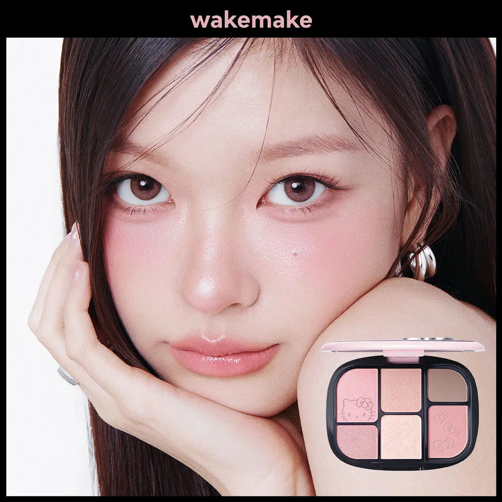 WakeMake x HelloKitty 💕6色多用途綜合盤｜胭脂・眼影・高光 3合1神盤