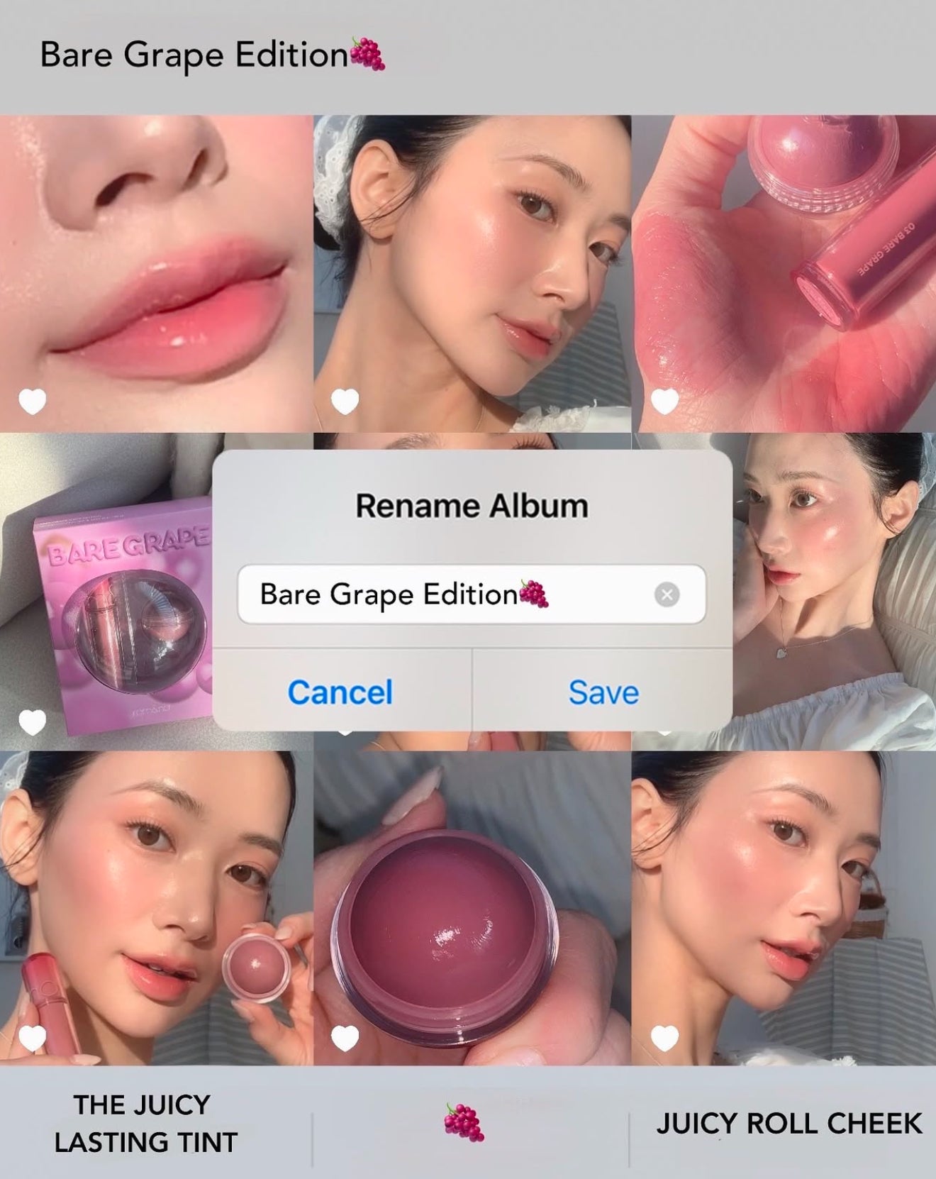 Romand 🍇 Bare Grape Juicy Edition✨ 奶油葡萄唇頰套裝💫