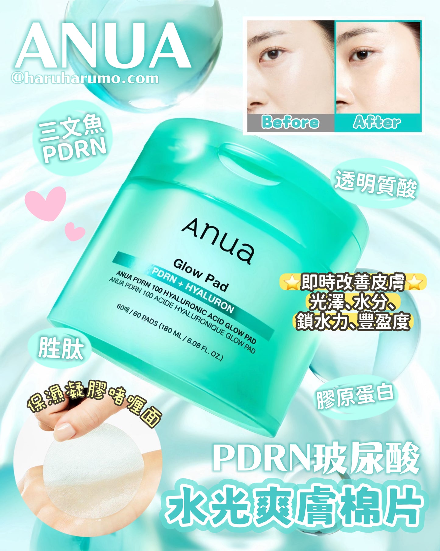 ANUA 💙PDRN玻尿酸100水光爽膚棉片✨