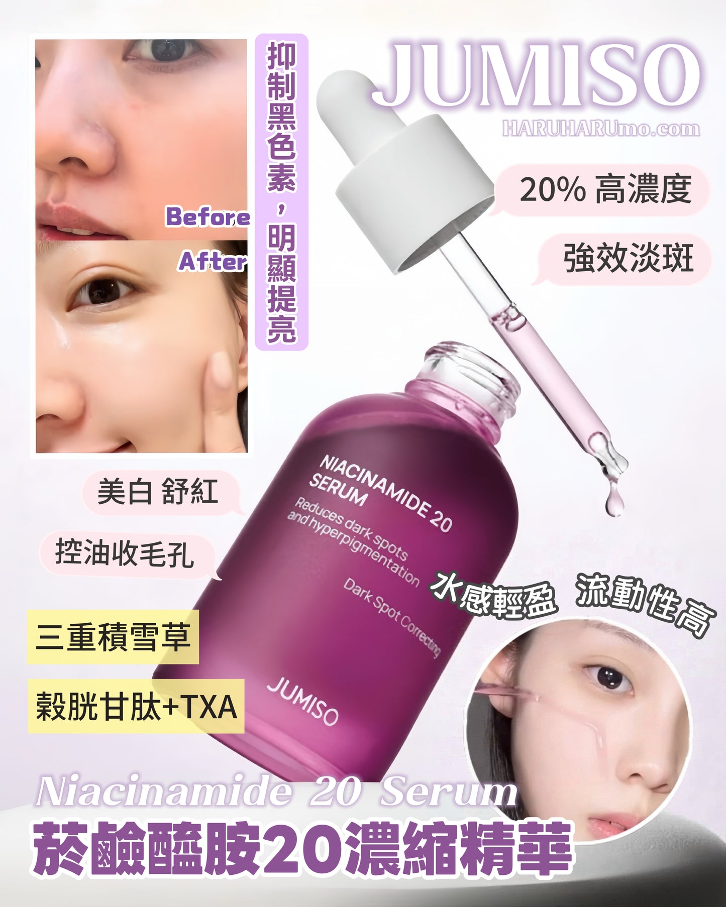 ✨Jumiso 💜 菸鹼醯胺20濃縮精華液｜強效淡斑・美白・舒紅